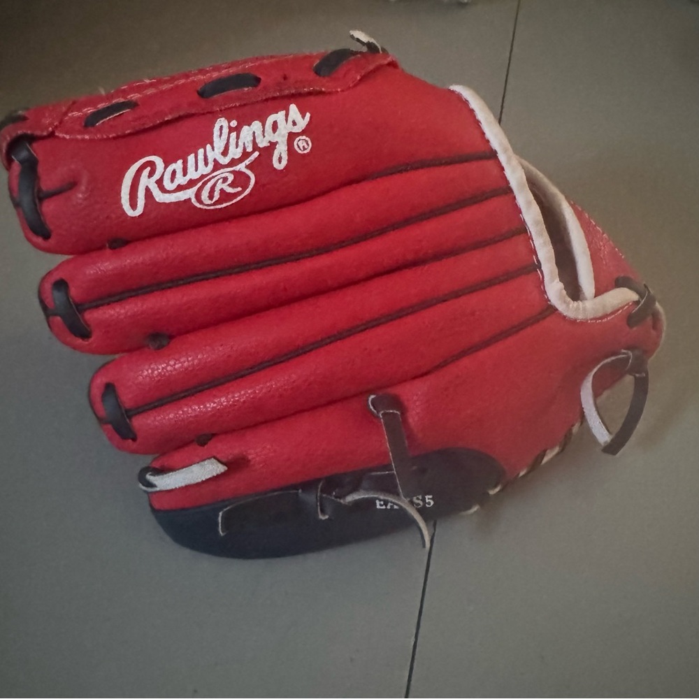 Rawlings Kids Red Navy Blue Baseball 9” Tee Ball Glove PL90SN Right Hand Throw